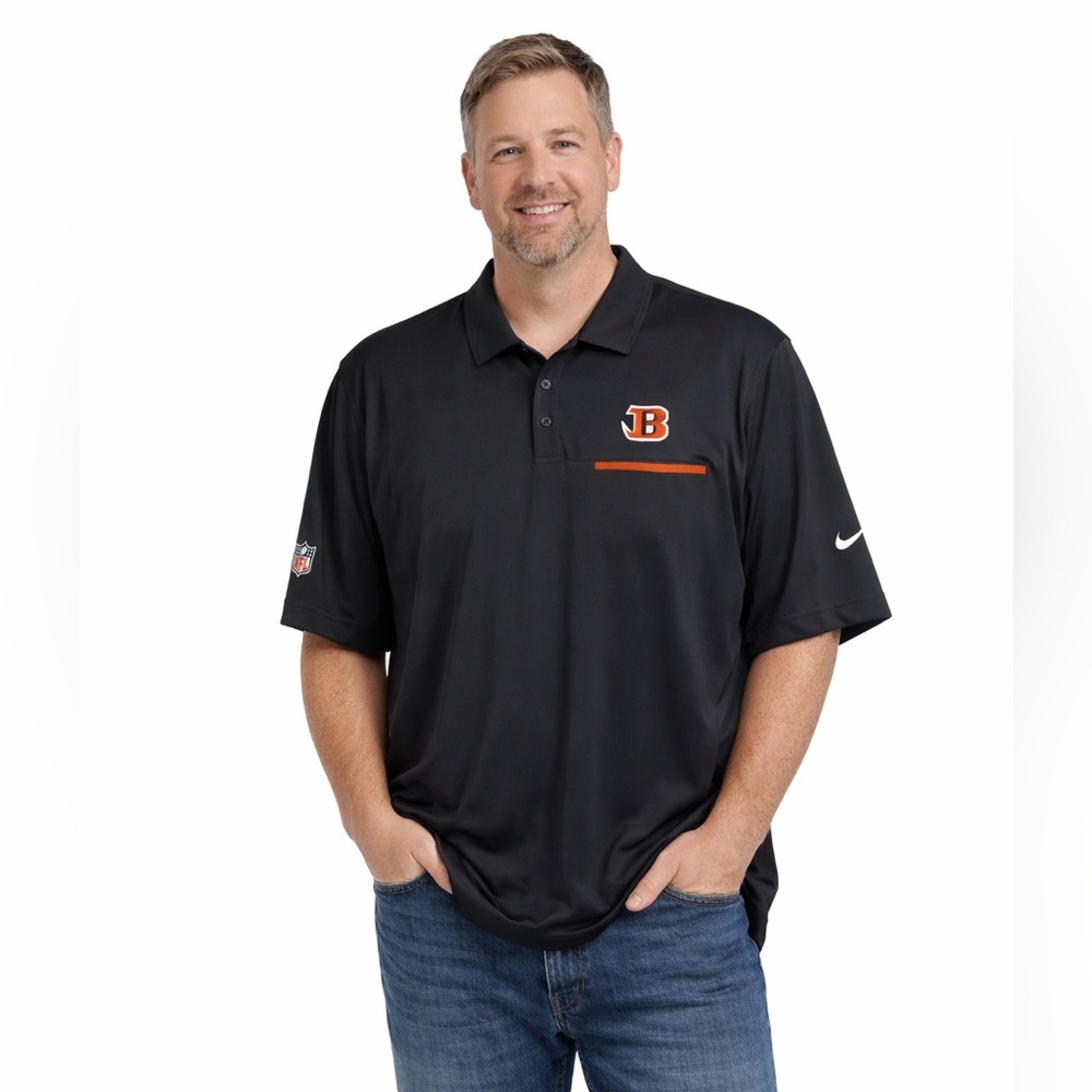 Nike Cincinnati Bengals NFL Polo Shirt Black Logo Mens 3XL Dri-Fit